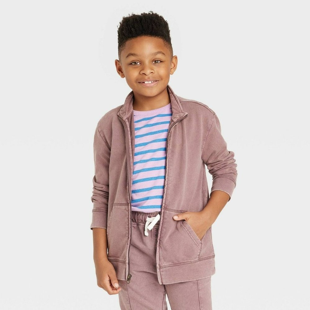 Boys' French Terry Mock Neck Zip-Up Sweatshirt Cat & Jack Berry Red Medium
